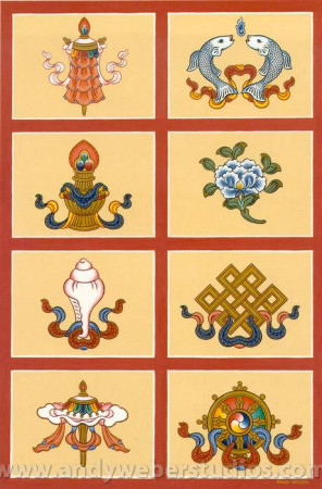 Card AW: Eight Auspicious Symbols (greeting card series)