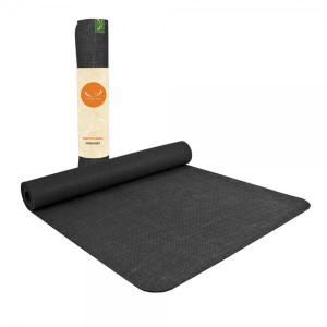Yoga Mat: Earth Fusion: rubber & jute-Black