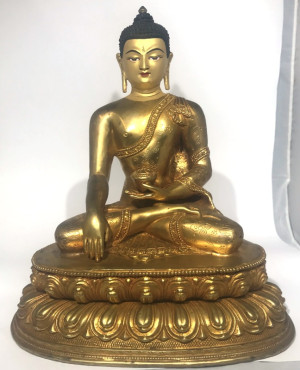 Shakyamuni Buddha - 30cm gold w painted face